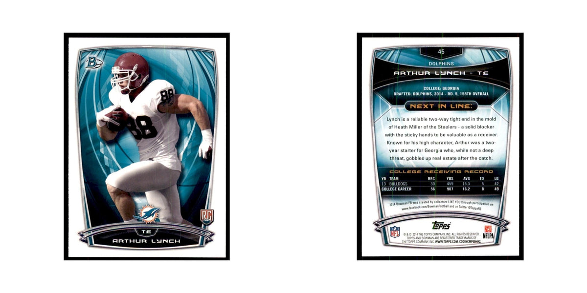 2014 Bowman Arthur Lynch RC Football Cards #45