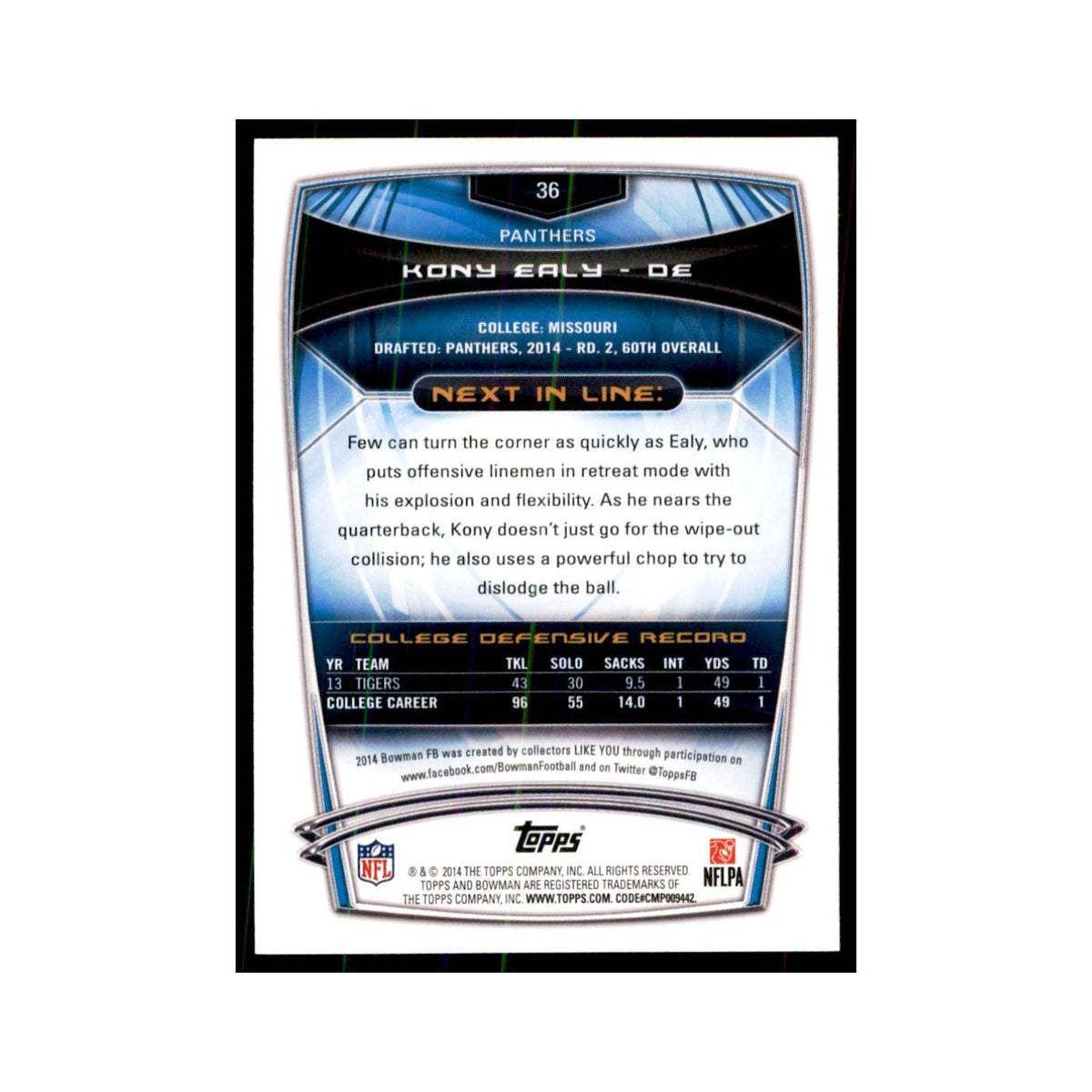 2014 Bowman Kony Ealy RC Football Cards #36