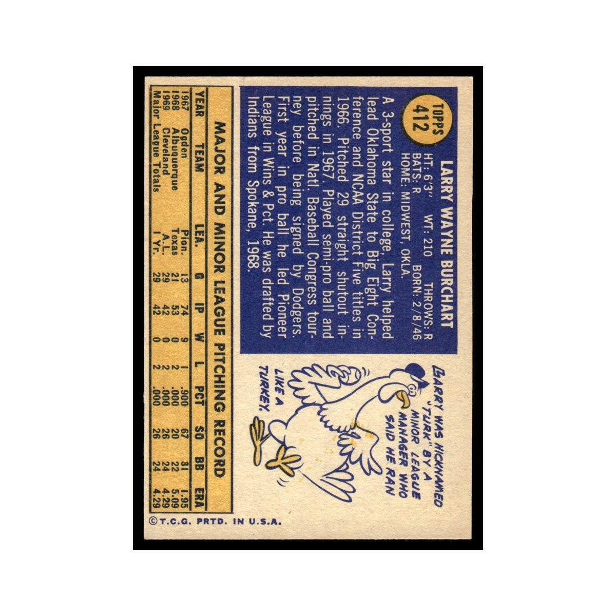 1970 Topps (Damaged) Larry Burchart Indians #412