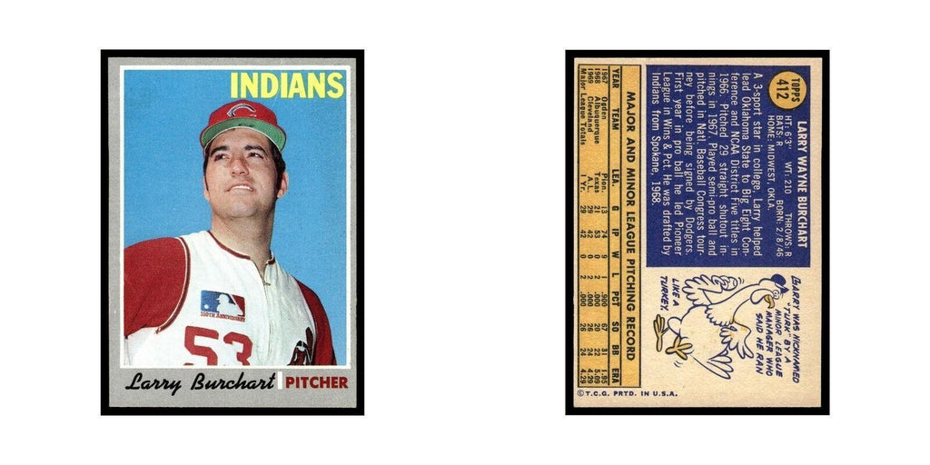 1970 Topps (Damaged) Larry Burchart Indians #412