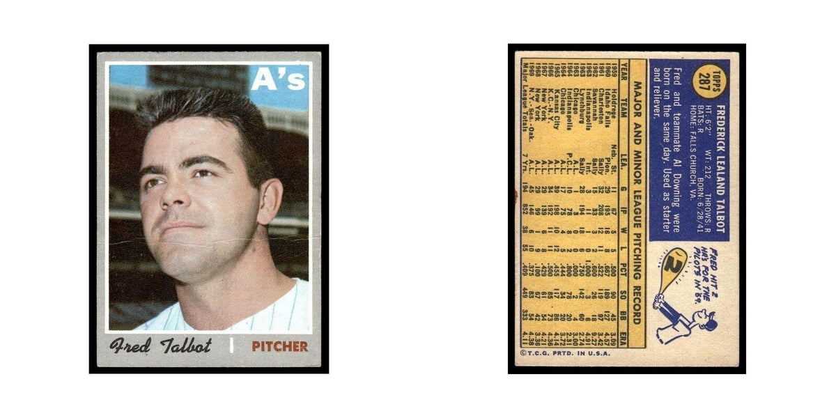 1970 Topps (Damaged) Fred Talbot Athletics #287