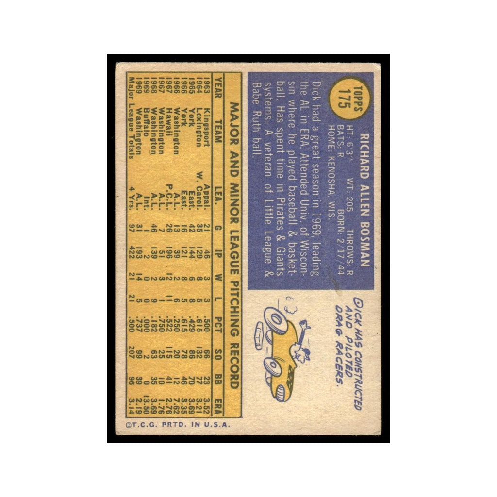 1970 Topps (Damaged) Dick Bosman Washington Senators #175