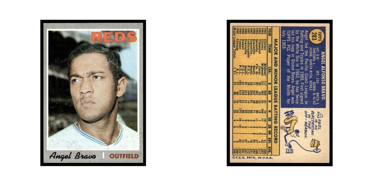 1970 Topps (Damaged) Angel Bravo RC Reds #283