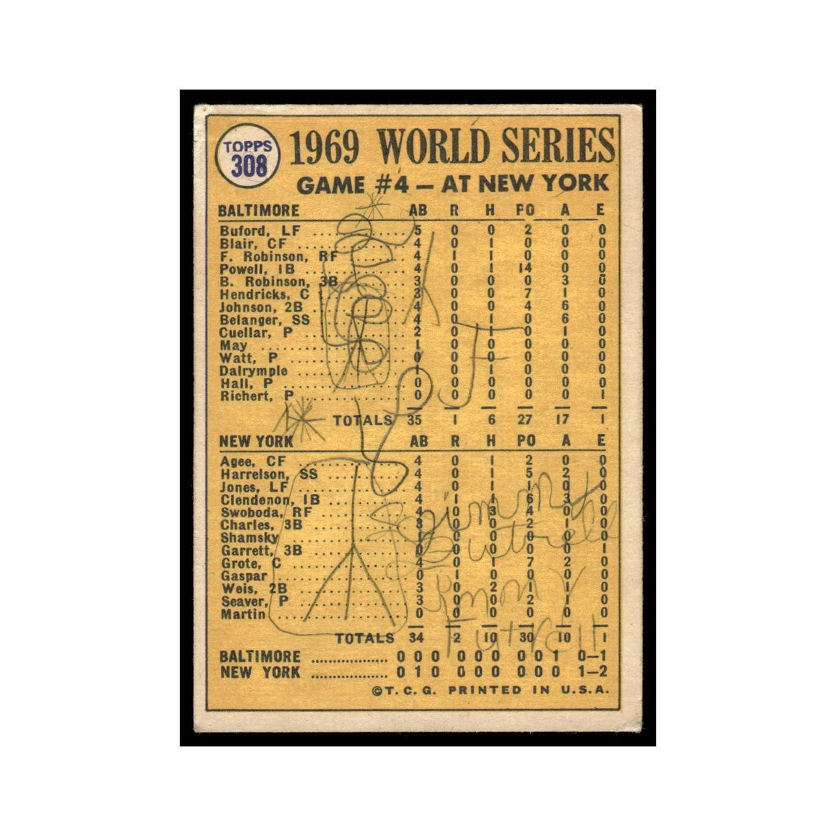 1970 Topps (Damaged) Martin's Bunt Ends Deadlock! #308