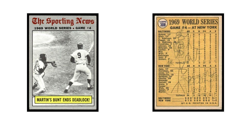 1970 Topps (Damaged) Martin's Bunt Ends Deadlock! #308