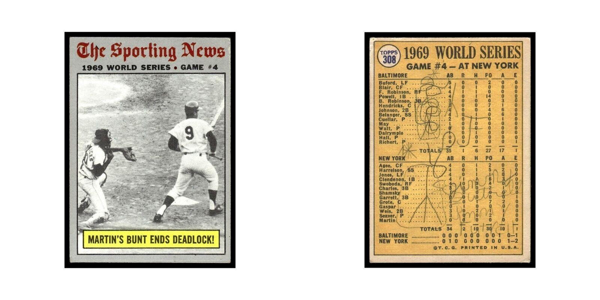 1970 Topps (Damaged) Martin's Bunt Ends Deadlock! #308