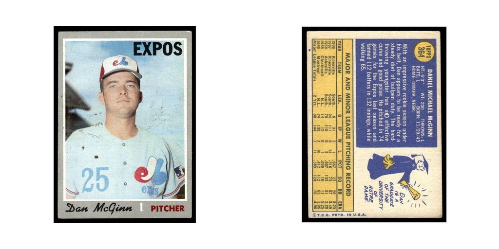 1970 Topps (Damaged) Dan McGinn Montreal Expos #364