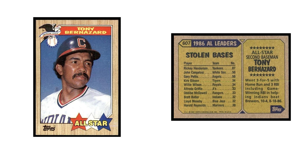 1987 Topps Tony Bernazard Baseball Cards #607