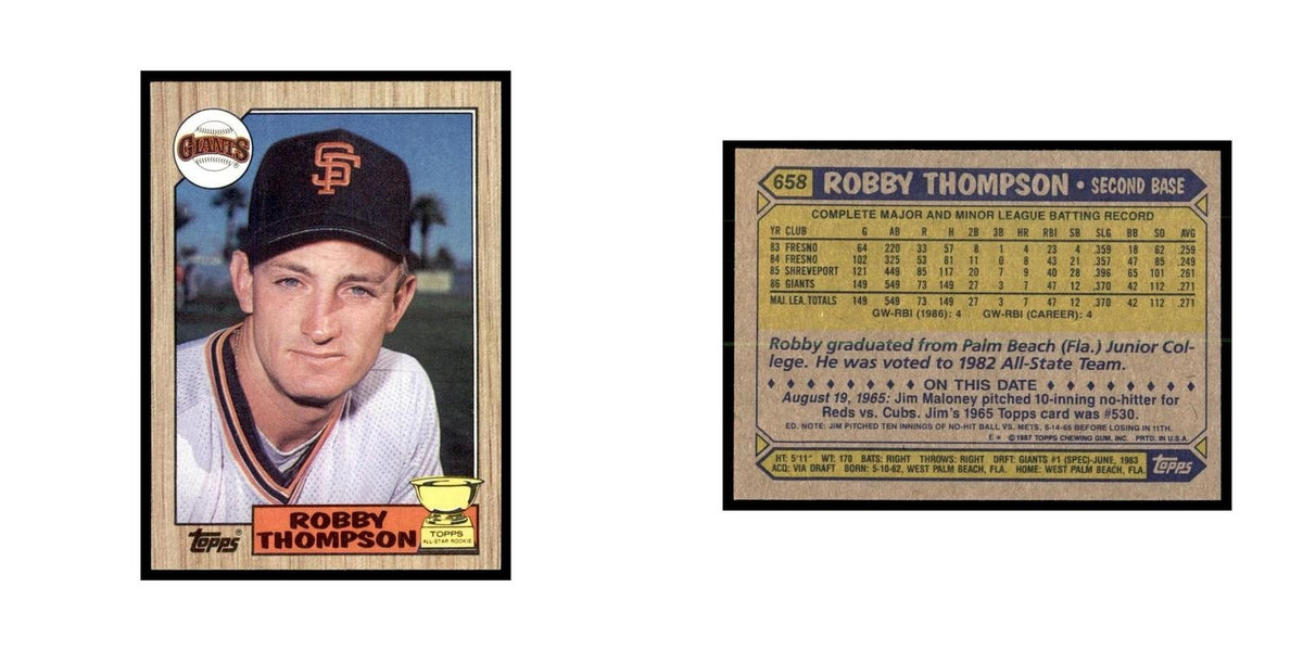 1987 Topps Robby Thompson Baseball Cards #658