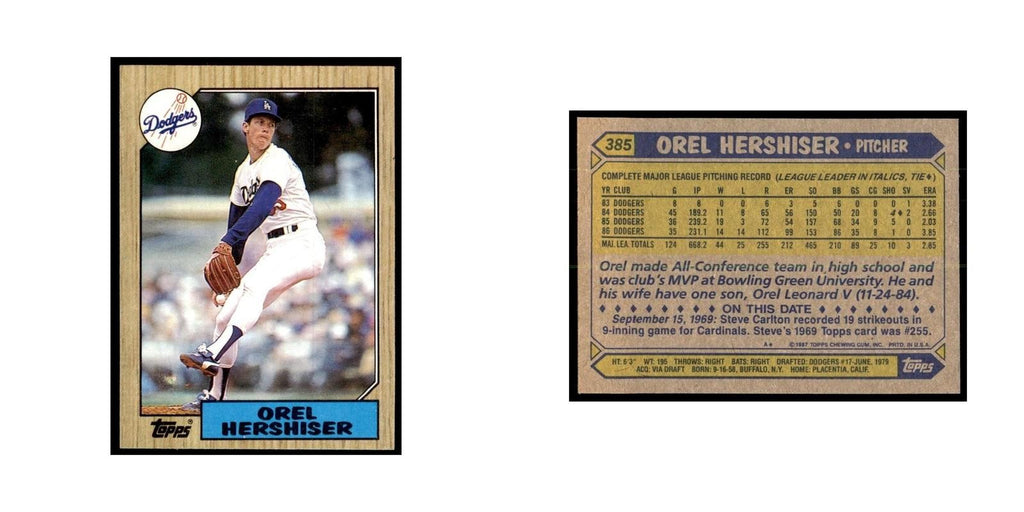 1987 Topps Orel Hershiser Baseball Cards #385