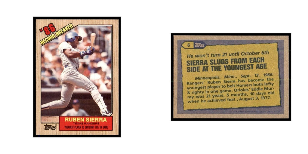 1987 Topps Ruben Sierra Baseball Cards #6