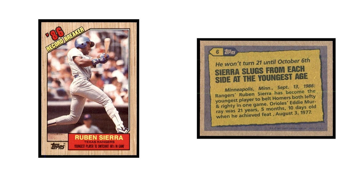 1987 Topps Ruben Sierra Baseball Cards #6