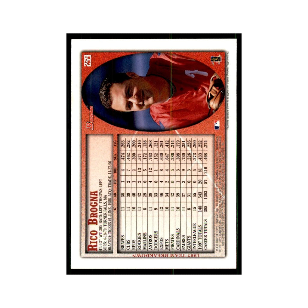 1998 Bowman Rico Brogna Baseball Cards #239