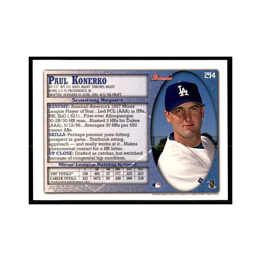1998 Bowman Paul Konerko Baseball Cards #294