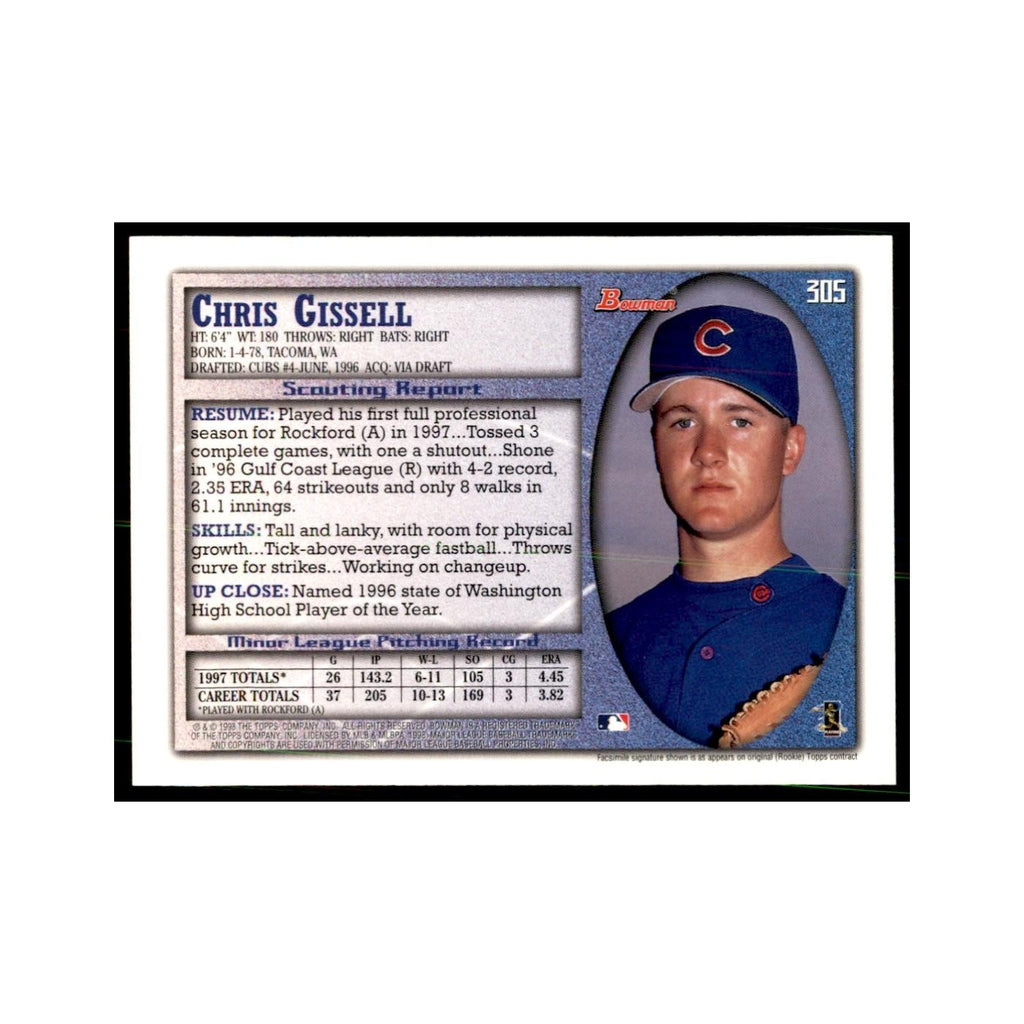 1998 Bowman Chris Gissell Baseball Cards #305
