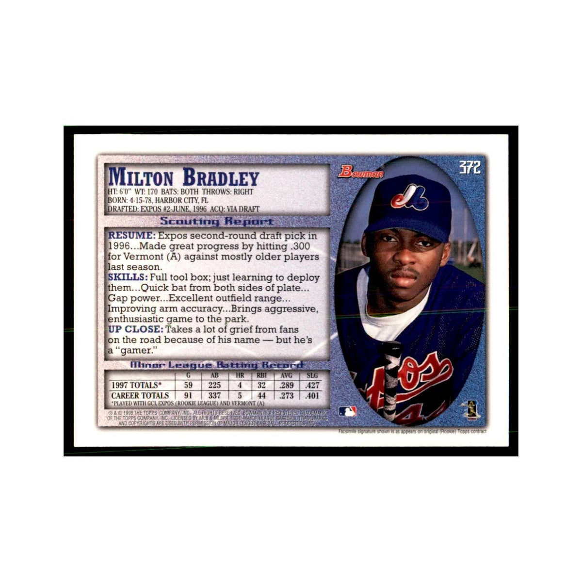 1998 Bowman Milton Bradley Baseball Cards #372
