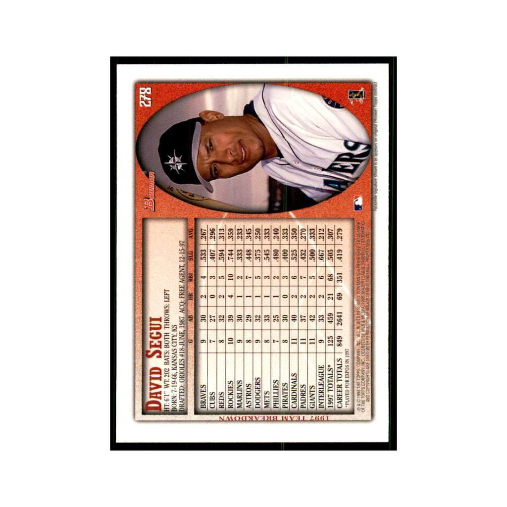 1998 Bowman David Segui Baseball Cards #278