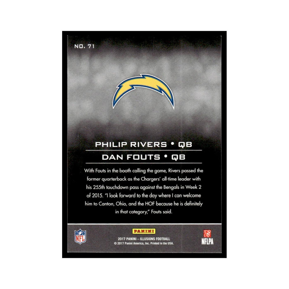 Philip Rivers Dan Fouts 2017 Panini Illusions #71 Los Angeles Chargers NM