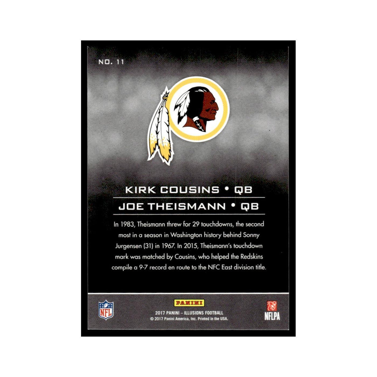 Joe Theismann Kirk Cousins 2017 Panini Illusions #11 Washington Redskins NM