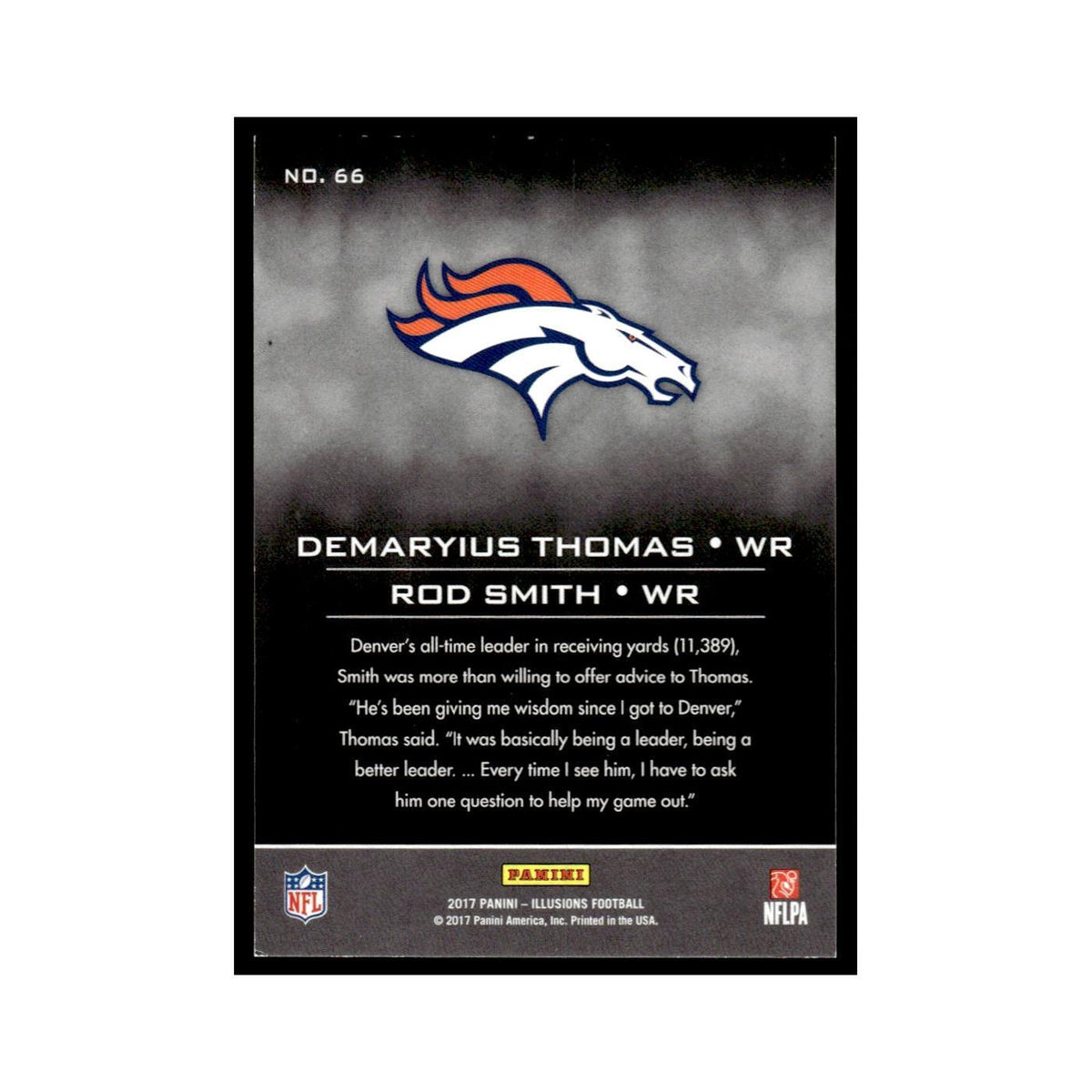 Rod Smith Demaryius Thomas 2017 Panini Illusions #66 Denver Broncos NM