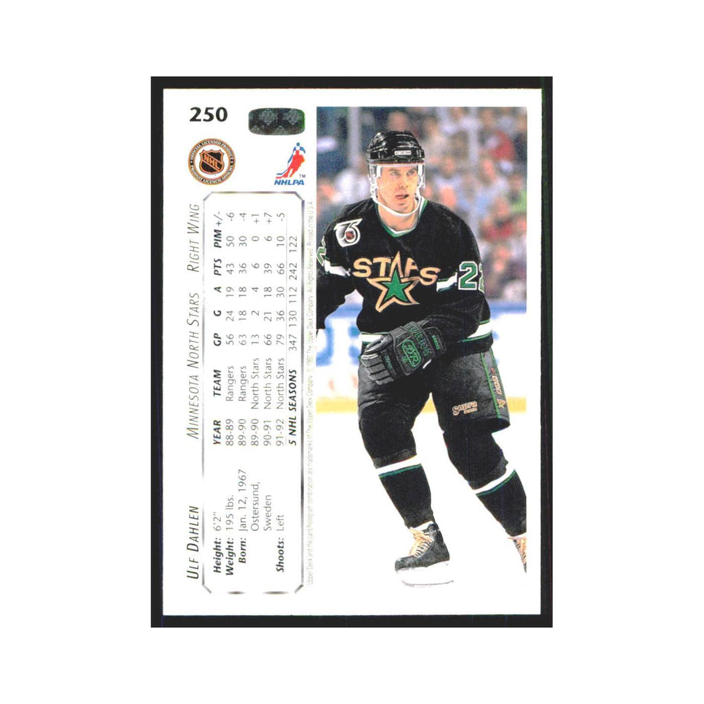 Ulf Dahlen 1992 Upper Deck #250 Minnesota North Stars Hockey Card NM