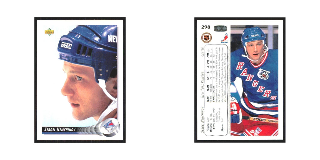 Sergei Nemchinov 1992 Upper Deck #298 New York Rangers Hockey Card NM