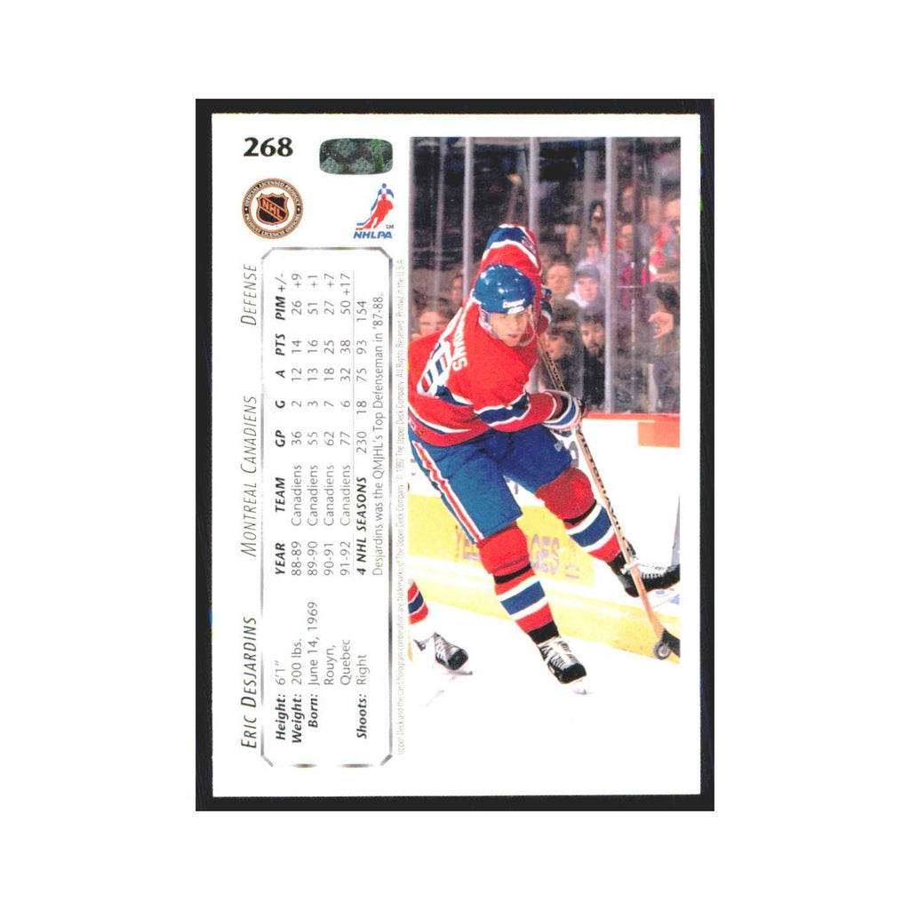Eric Desjardins 1992 Upper Deck #268 Montreal Canadiens Hockey Card NM