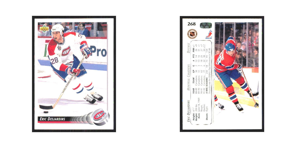 Eric Desjardins 1992 Upper Deck #268 Montreal Canadiens Hockey Card NM