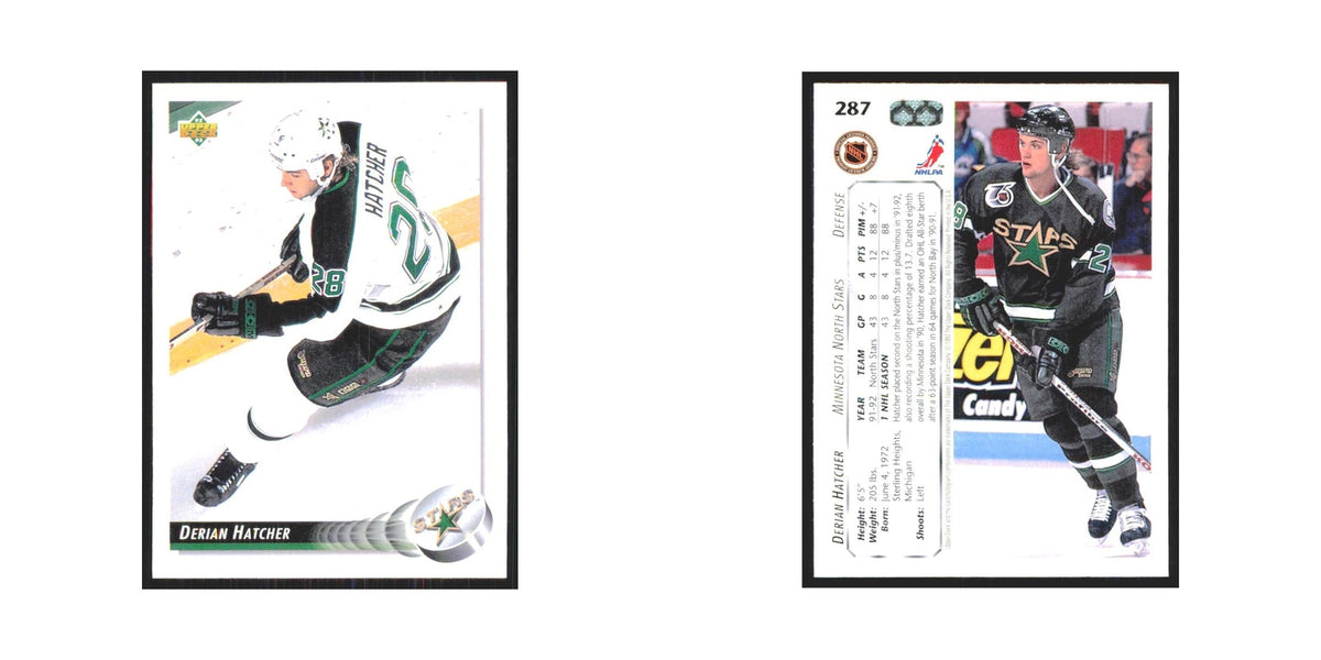 Derian Hatcher 1992 Upper Deck #287 Minnesota North Stars Hockey Card NM