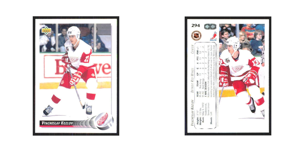 Vyacheslav Kozlov 1992 Upper Deck #294 Detroit Red Wings Hockey Card NM