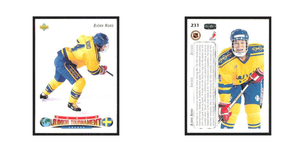 Bjorn Nord 1992 Upper Deck #231 Sweden Hockey Card NM