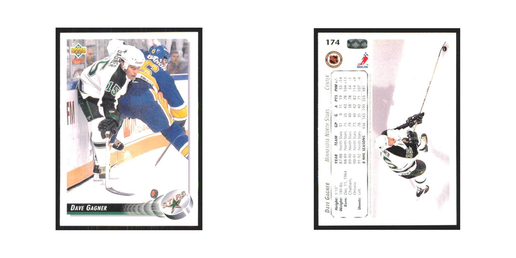 Dave Gagner 1992 Upper Deck #174 Minnesota North Stars Hockey Card NM