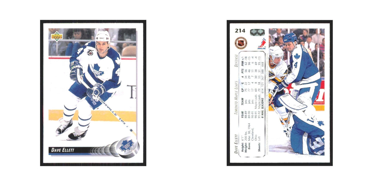 Dave Ellett 1992 Upper Deck #214 Toronto Maple Leafs Hockey Card NM
