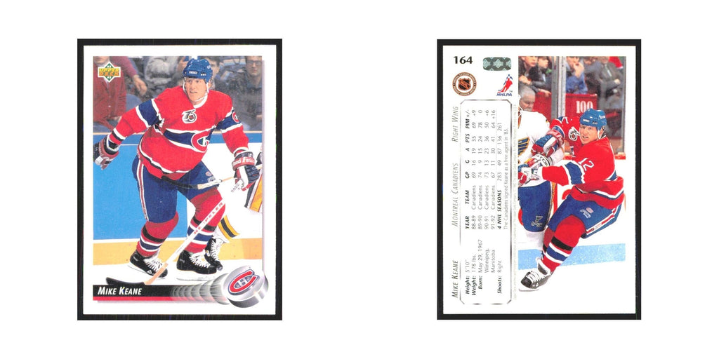 Mike Keane 1992 Upper Deck #164 Montreal Canadiens Hockey Card NM