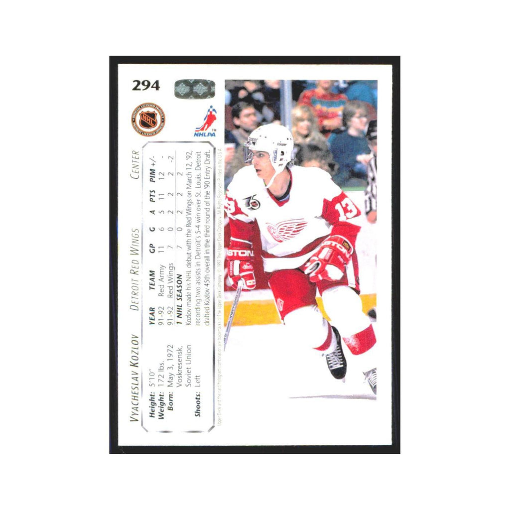 Vyacheslav Kozlov 1992 Upper Deck #294 Detroit Red Wings Hockey Card NM
