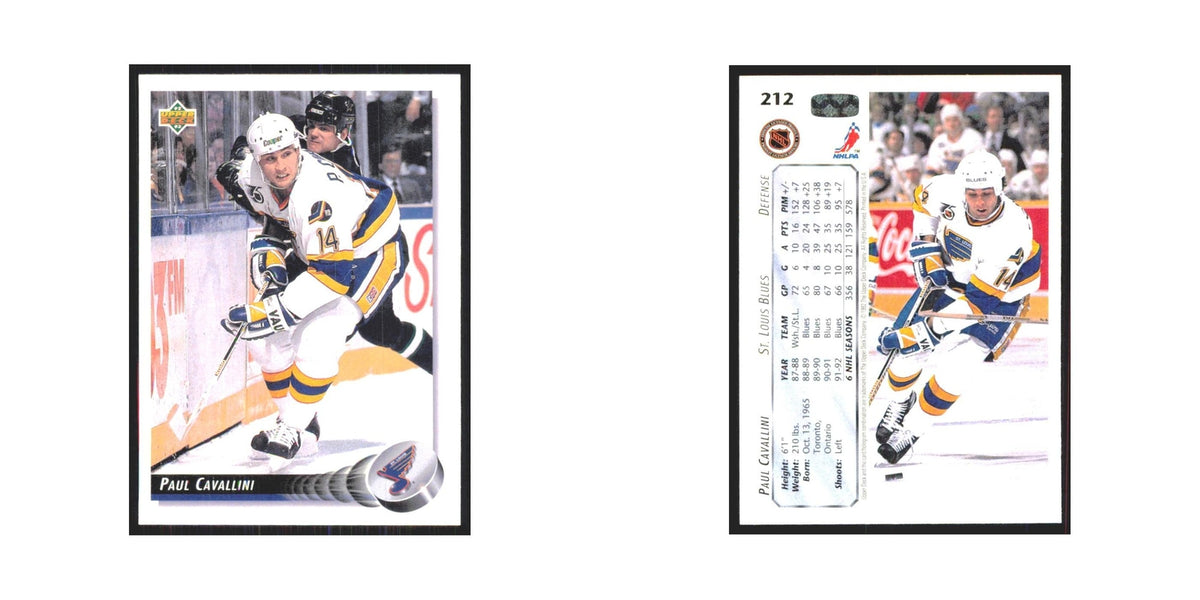 Paul Cavallini 1992 Upper Deck #212 St. Louis Blues Hockey Card NM