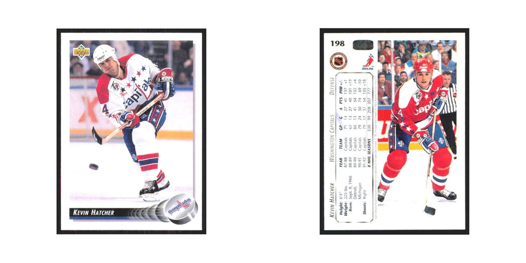 Kevin Hatcher 1992 Upper Deck #198 Washington Capitals Hockey Card NM
