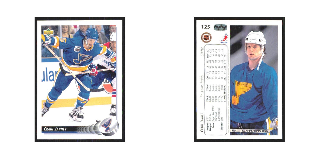Craig Janney 1992 Upper Deck #125 St. Louis Blues Hockey Card NM