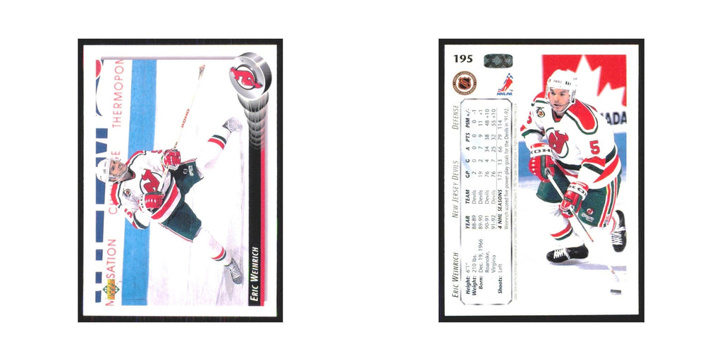 Eric Weinrich 1992 Upper Deck #195 New Jersey Devils Hockey Card NM