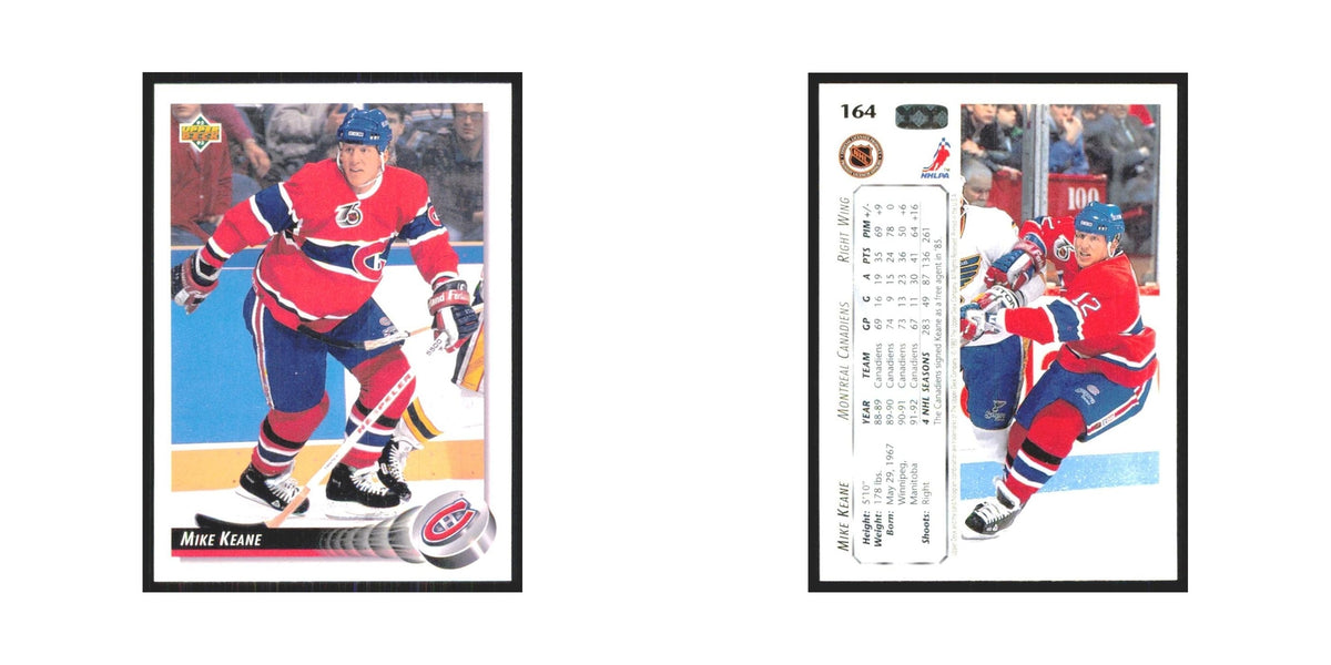 Mike Keane 1992 Upper Deck #164 Montreal Canadiens Hockey Card NM