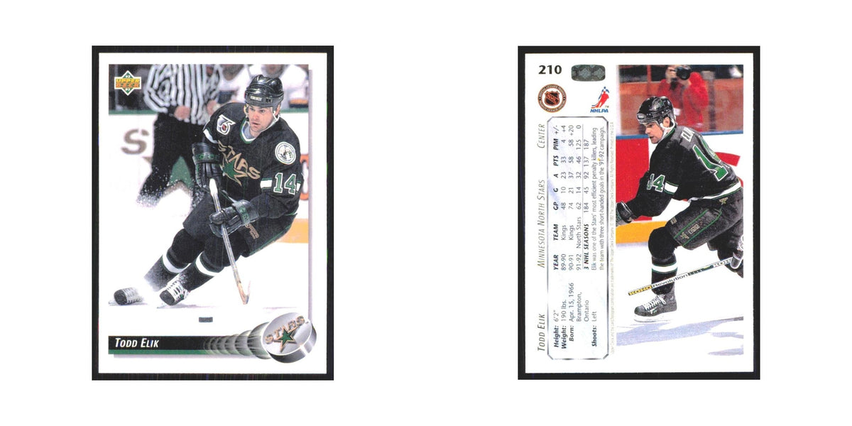 Todd Elik 1992 Upper Deck #210 Minnesota North Stars Hockey Card NM