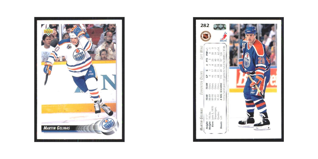 Martin Gelinas 1992 Upper Deck #282 Edmonton Oilers Hockey Card NM