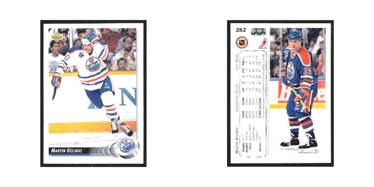 Martin Gelinas 1992 Upper Deck #282 Edmonton Oilers Hockey Card NM