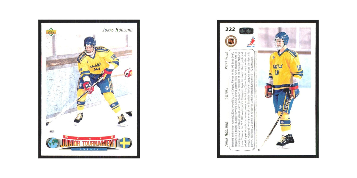 Jonas Hoglund 1992 Upper Deck #222 Sweden Hockey Card NM