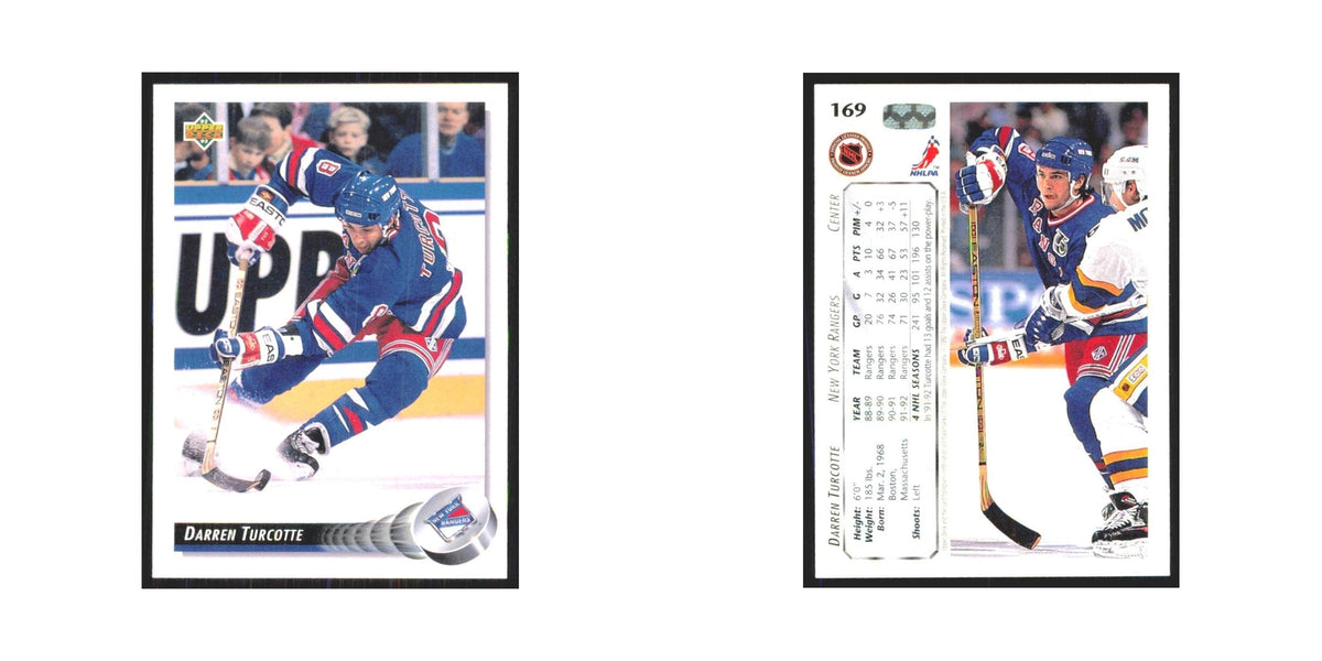 Darren Turcotte 1992 Upper Deck #169 New York Rangers Hockey Card NM
