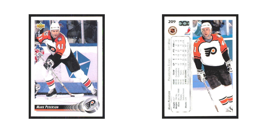 Mark Pederson 1992 Upper Deck #209 Philadelphia Flyers Hockey Card NM