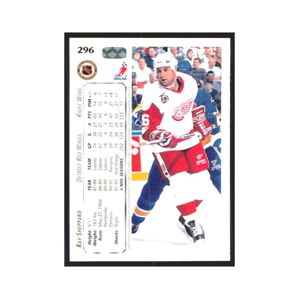 Ray Sheppard 1992 Upper Deck #296 Detroit Red Wings Hockey Card NM