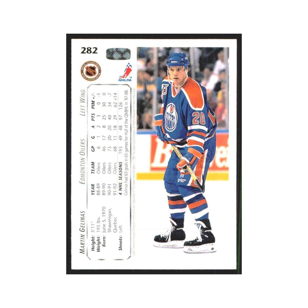 Martin Gelinas 1992 Upper Deck #282 Edmonton Oilers Hockey Card NM