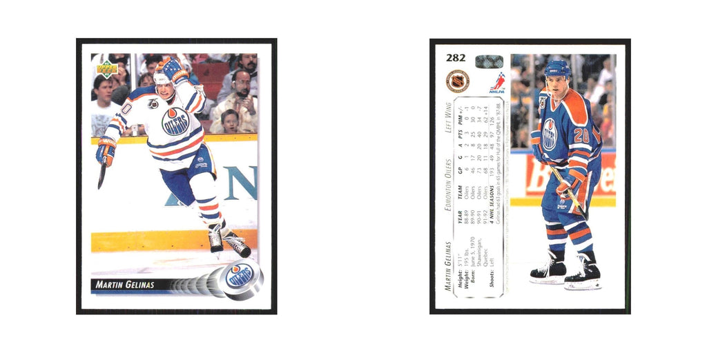 Martin Gelinas 1992 Upper Deck #282 Edmonton Oilers Hockey Card NM