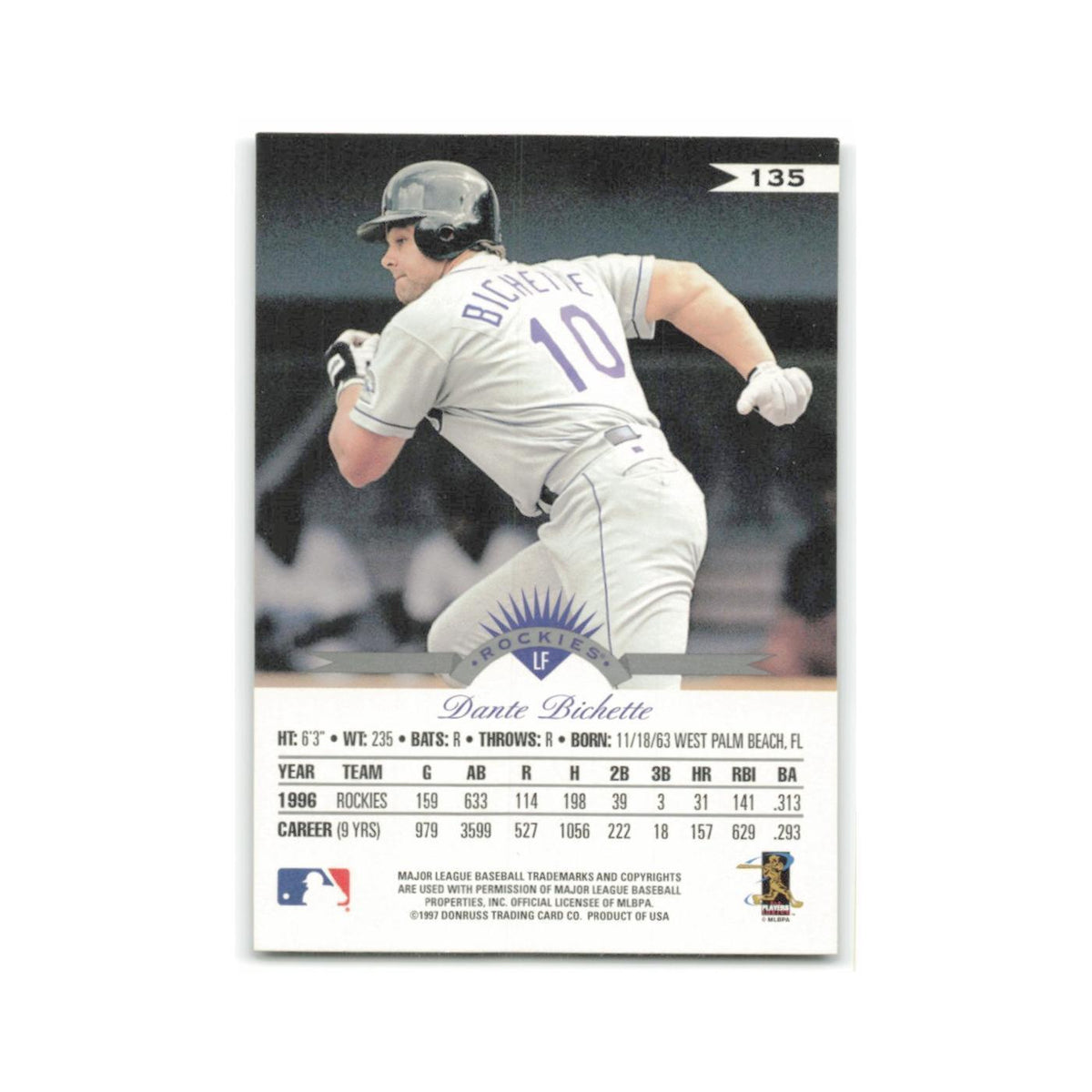 Dante Bichette 1997 Leaf #135 Colorado Rockies Baseball Card NM